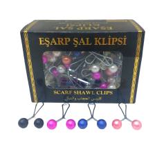 Renkli 100 Parça Eşarp Başörtü - Şal Klipsi