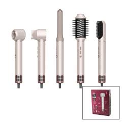 Rose Gold Air Brush 5İN1=BUKLE-HACİMLE-DÜZLEŞTİR-2-FIRÇA Saç Kurutma - Şekil Makinesi 1300W3-KDM.HIZ - Derece SHD-1729