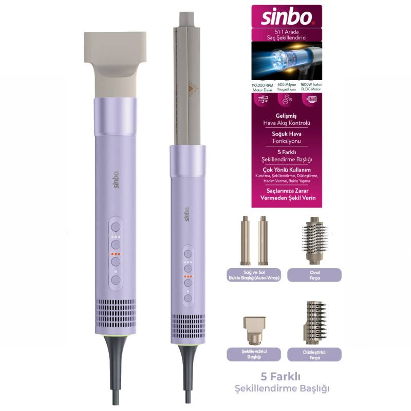 Saç Şekillendirme Cihazı 110.000RPM 5 Başlık - 3 Hız - Sıcaklık Ayar SHD-1760