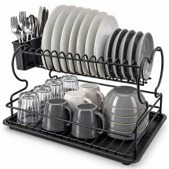 Siyah - Metal Lux Çift Katlı Tabaklık - Bulaşıklık