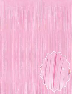Soft Pembe Püsküllü Kapı Perdesi - Parti, Baby Shower, Cinsiyet Partisi 1x2 m