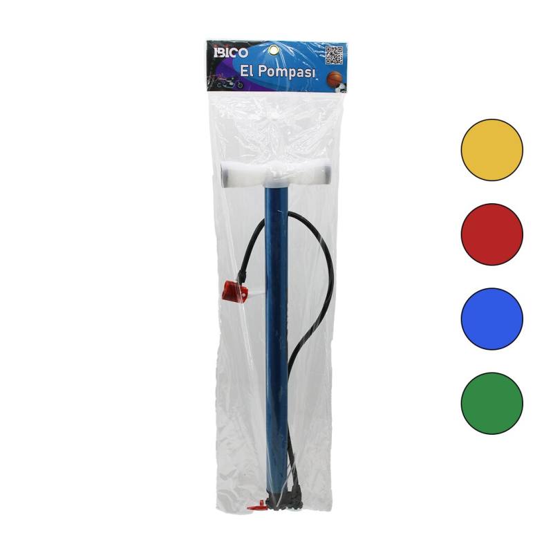Ters Basmalı Metal Gövde Plastik Kol İran El Pompası 55CM Top - Bisiklet - Motor Ayaklık Aparatlı