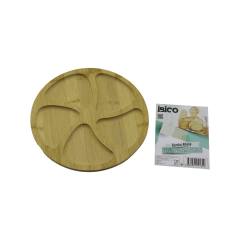 Yuvarlak 5 Bölmeli Ahşap Bambu Servis Sunum Tepsi - Tahtası 20 X 1.4CM