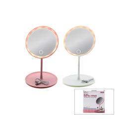 Yuvarlak 6.5 Inc Ledli - Usb Şarjlı Makyaj Aynası 90° Açı Ayarlı Takılı Ayak Renkli Pls İ11-016