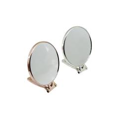 Yuvarlak 6 İnç= ÇAP:15CM Makyaj Aynası Çift Taraflı Bronz - Gümüş Pls.çerçeve Katlanır Ayaklı