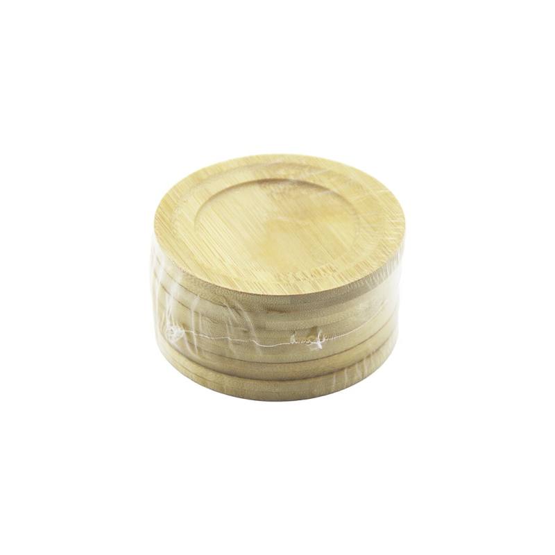 Yuvarlak= Çap: 9.7CM 6PCS Bambu - Ahşap Çay Tabak