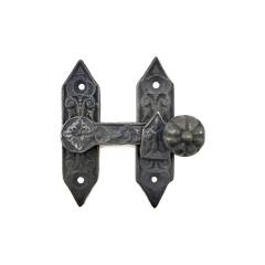 Antika Tarz Dekoratif Pirinç Kapı, Pencere Mandalı - 86x72 mm, Oksit