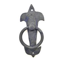 Antika Tarz Dekoratif Pirinç Lale Kapı Halkası - 165x70mm, Oksit