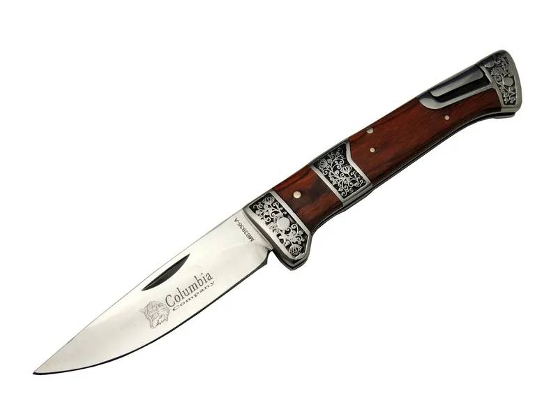 MB3936A Kahverengi Av / Kamp Çakısı 20cm- Manuel, İşlemeli, Kemerlikli, Ahşap Sap
