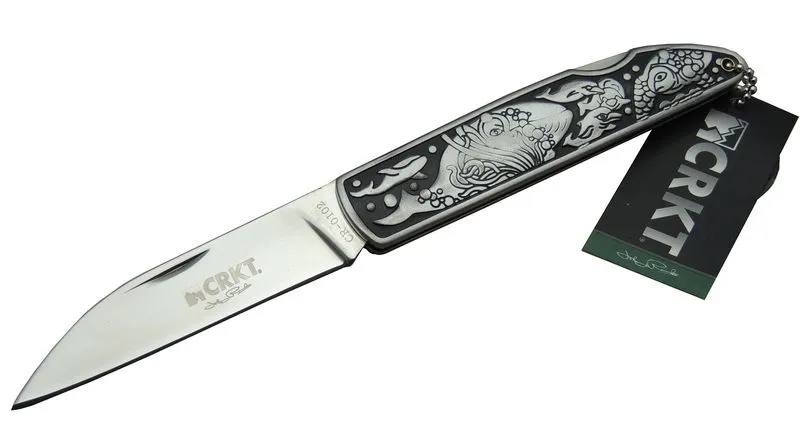 CR 0102 Kamp Çakı 20 cm - Balık Desenli Metal Sap, Kılıflı, Kutulu