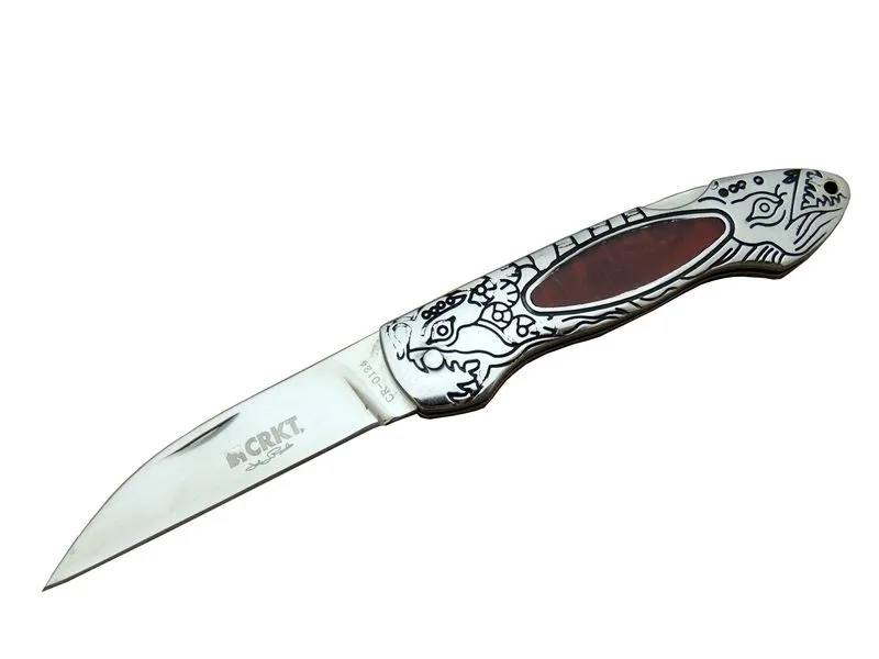 CR 0124 RD Kamp Çakı 20 cm - Metal Desenli Sap, Kılıflı, Kutulu