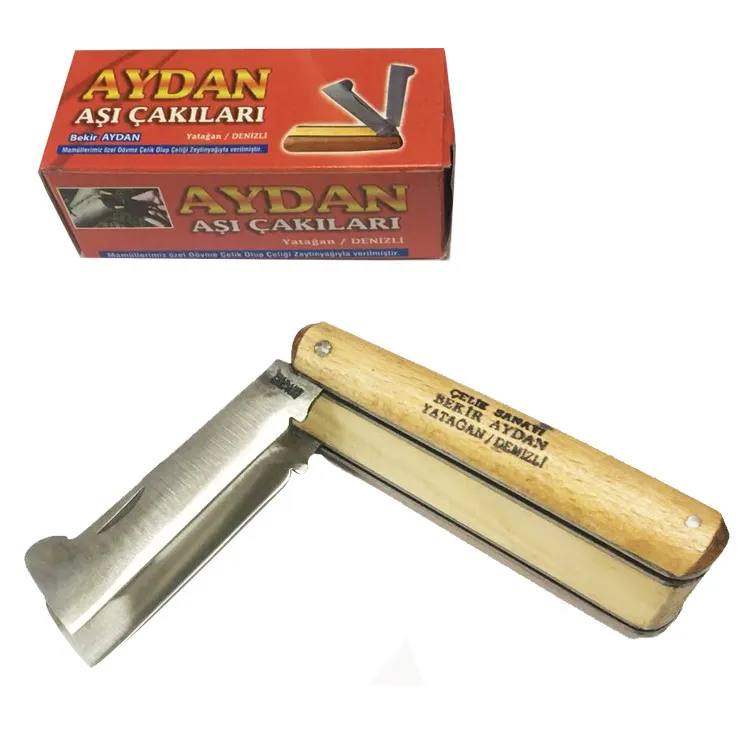 Yatağan İkili Ceviz Aşı Çakı, Bıçağı - Ahşap Saplı