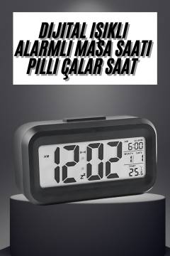 Gece Dijital Masa Saati Dijital Alarmlı Led Ekran Pilli Çalar Saat