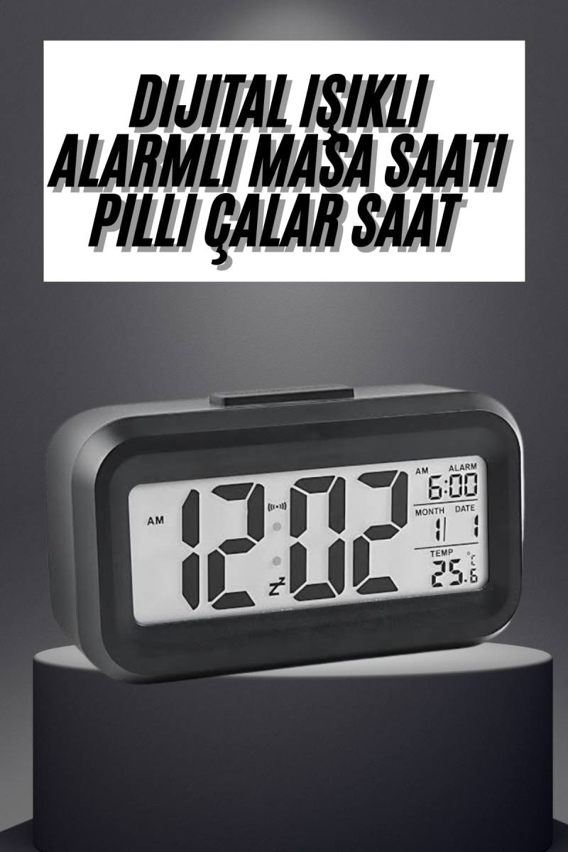Gece Dijital Masa Saati Dijital Alarmlı Led Ekran Pilli Çalar Saat