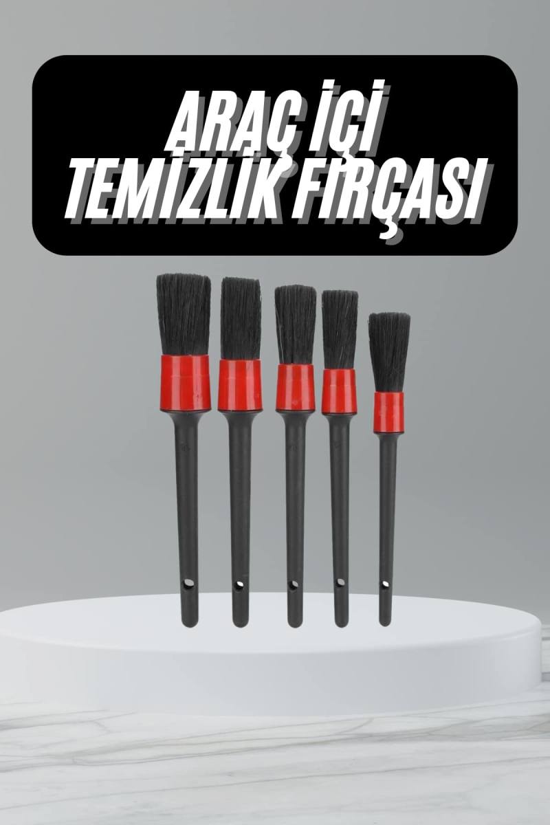 5 Adet Oto Detaylı Temizleyici Araç İçi Temizlik Fırça Seti Koltuk Döşeme Kapı Toz Alma Fırçası