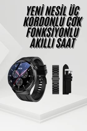Amoled Ekran Metal Deri Silikon Kordonlu Uyku ve Sağlık Takibi