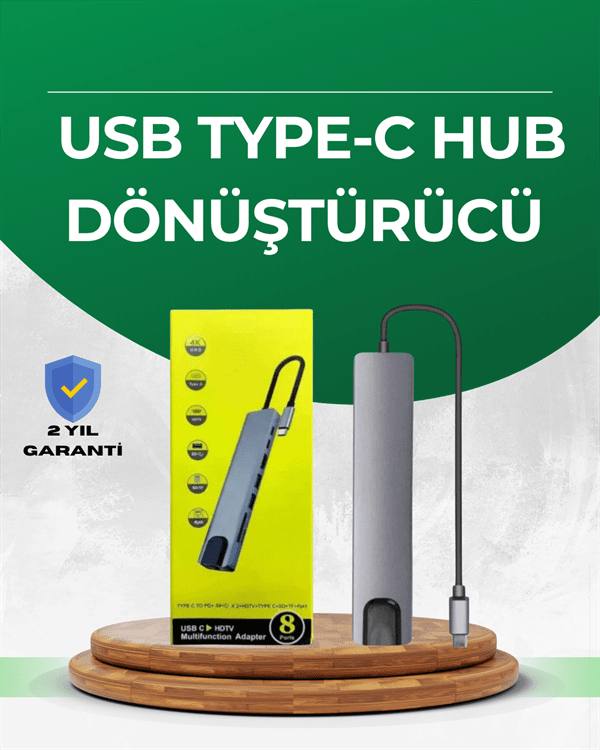 Type‑C Dönüştürücü – 2×USB3.0, SD/MS, 4K HDMI & RJ45 ile Profesyonel Kullanım