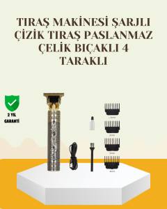 Şarjlı Titanyum Bıçaklı Saç ve Sakal Kesme Makinesi