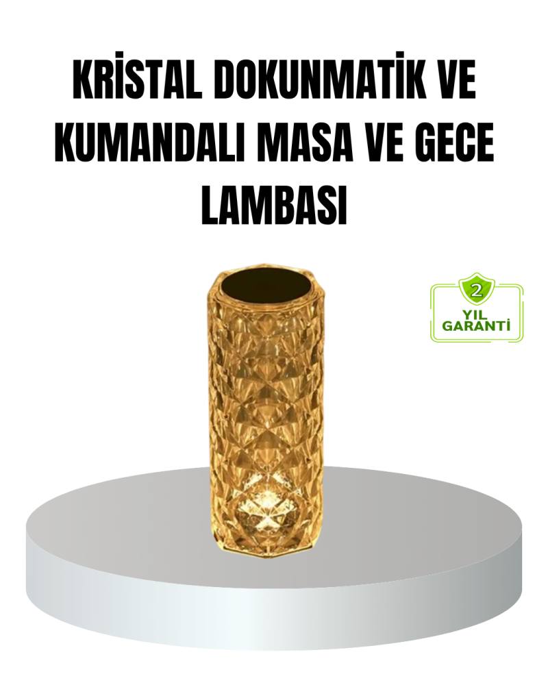 Kristal RGB LED’li Kumandalı Masa ve Gece Lambası – Renkli Işık Modlarıyla Şık Dekoratif Aydınlatma