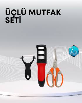Çok Fonksiyonlu Mutfak Makas Seti – 3 Makas, Bileyici ve Soyacak Dahil