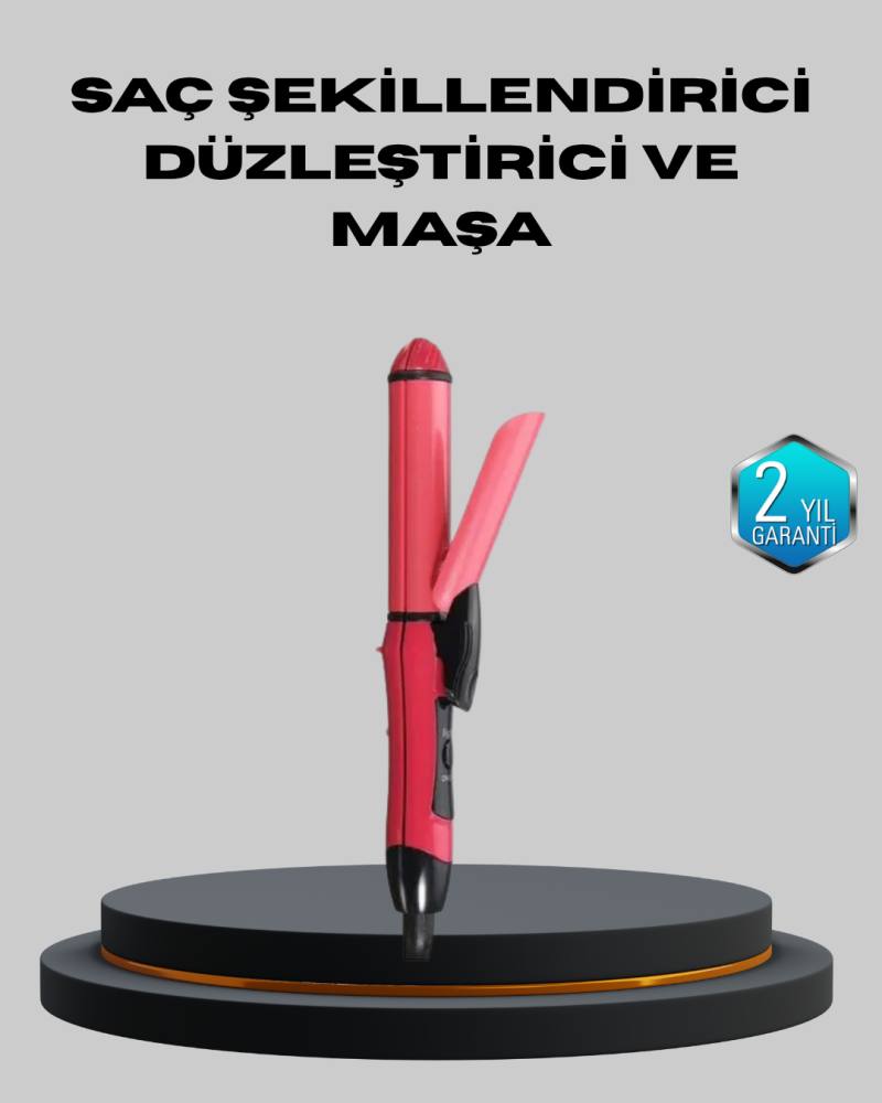 5 Kademeli Seramik Saç Düzleştirici – Düz ve Kıvırcık Mod, 26 mm Plaka, Profesyonel Saç Şekillendirme