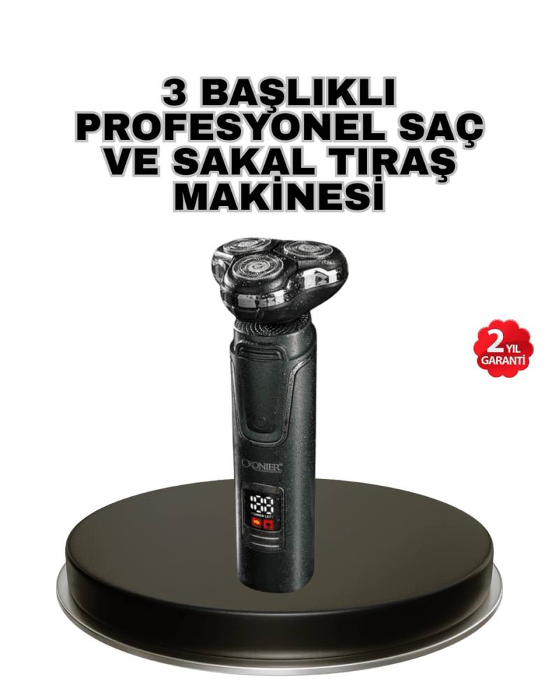 Kablosuz Profesyonel Erkek Bakım Seti – 3 Başlıklı, 3D Akıllı Kesim, Taşınabilir