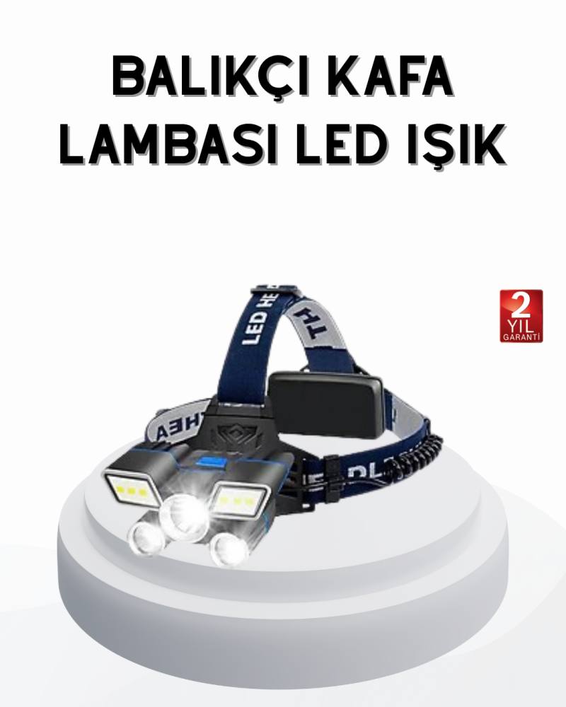 Profesyonel Şarjlı LED Far – IPX5 Suya Dayanıklı, 4 Işık Modu, Hareket Sensörlü