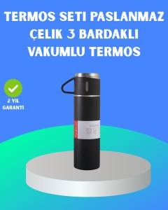 304 Çelik Termos Seti | 2 Bardaklı, 500 ml, Uzun Süre Isı Koruma