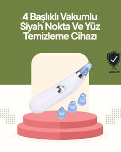 USB Destekli 4 Başlıklı Siyah Nokta Vakum Cihazı – Gözenek Temizleyici ve Cilt Yenileyici Bakım Aleti