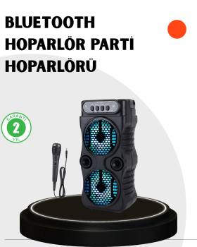 Bluetooth Bağlantılı Taşınabilir Hoparlör – LED Işıklı, FM Radyolu, Mikrofon Girişli