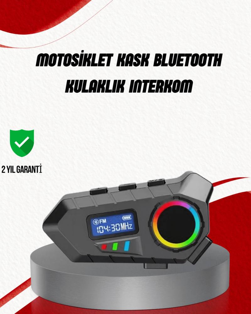 Suya Dayanıklı Bluetooth İnterkom 5.4 Hoparlör 500mAh Batarya ve Radyo Özellikli