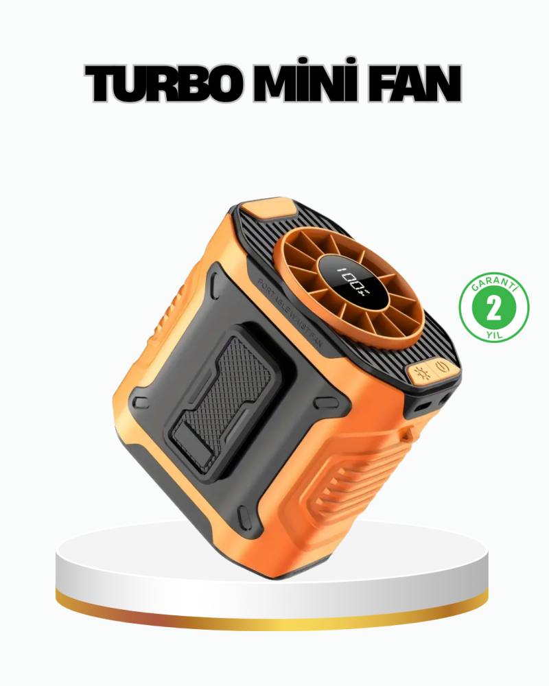 Turbo Mini Taşınabilir Fan – 100 Kademeli Dijital Hız Kontrolü ve Type-C Şarj