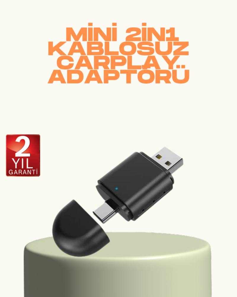 Kablosuz CarPlay ve Android Auto Adaptörü – USB-A & Type-C Girişli Akıllı Dönüştürücü