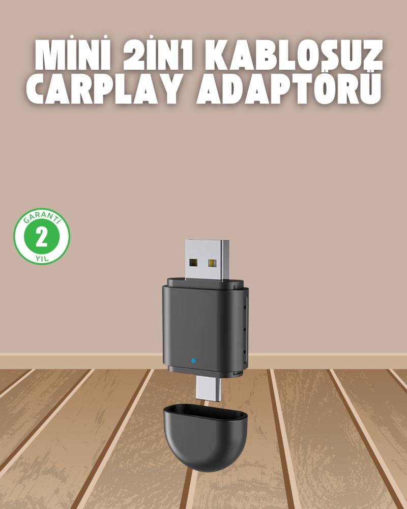 Kablosuz CarPlay Adaptörü – USB-A & Type-C Uyumlu Hızlı Bağlantı Cihazı