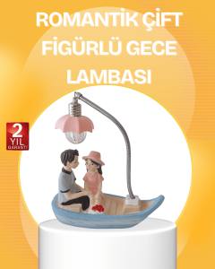 Romantik Çift Figürlü Gece Lambası Sandal Model Sevgiliye Özel Hediye