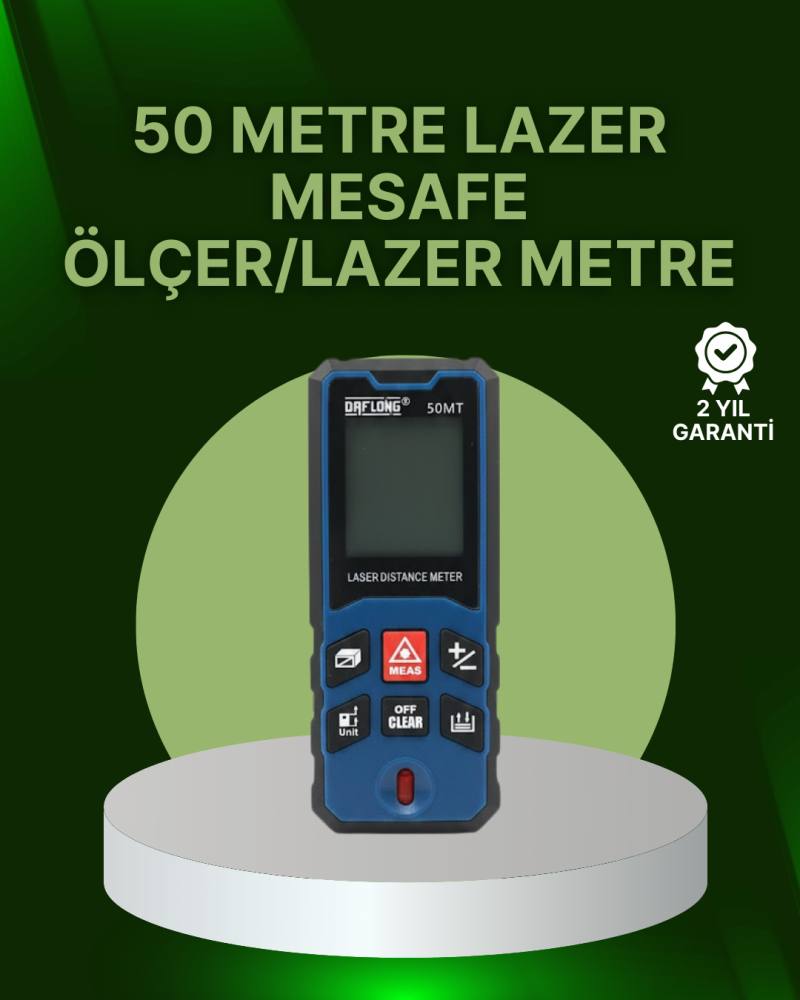 50 Metre Lazer Mesafe Ölçer Profesyonel Dijital Ölçüm Cihazı