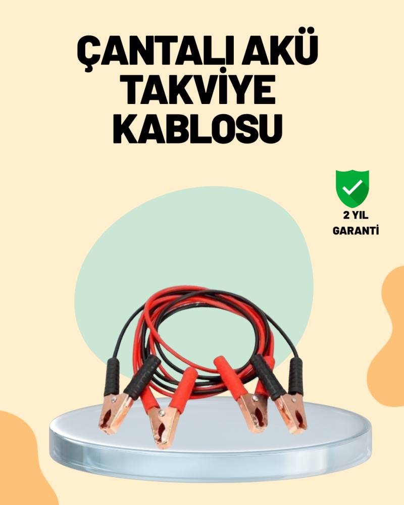 1200 Amper Jumper Kablo 2 Metre Bakır Uçlu Araç Takviye Seti