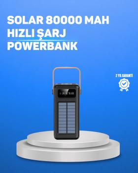 80000 mAh Yüksek Kapasiteli Powerbank Göstergeli Solar Şarj Cihazı