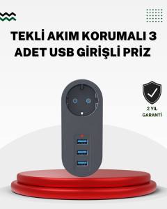 Akım Korumalı USB’li Priz – Güçlü 2500W, Isı ve Çocuk Koruması