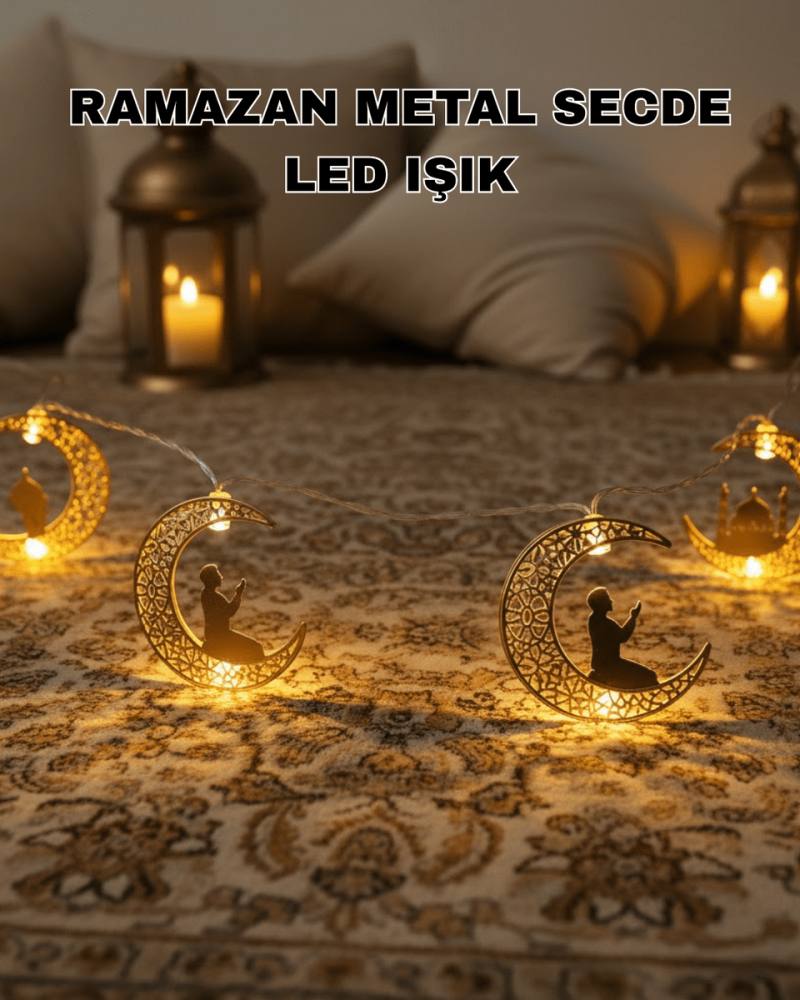 Ramazan Ay Işığı Secde Eden Adam Silüetli LED Peri Işığı