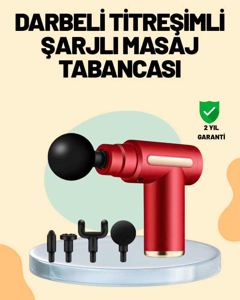 Kas Gevşetici Masaj Tabancası 4 Başlık ve Ayarlanabilir Hız