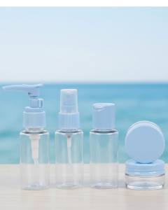 5’li Seyahat Dolum Şişe Seti 30 ml Şeffaf Taşıma Çantalı