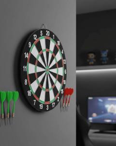 Kaliteli Ahşap Dart Tahtası 12 İnç 4 Dart Ok Seti