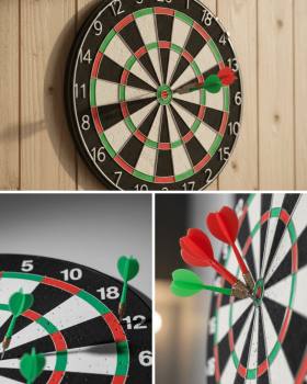 Kaliteli Ahşap Dart Tahtası 12 İnç 4 Adet Metal İğne Uçlu Ok
