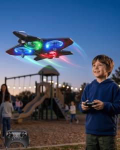 Uzaktan Kumandalı LED Işıklı Drone Uçak 360 Derece Dönüş Özellikli Oyuncak Drone
