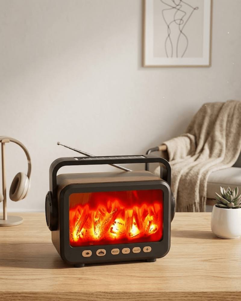 LED Şömine Efektli Kablosuz Hoparlör Radyo Müzik Çalar