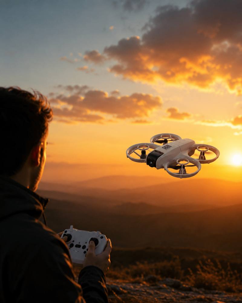 Uzun Şarj Süreli Kameralı Mini Drone Işıklı Akıllı Uçuş Sistemli