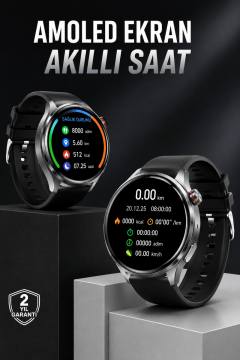 Akıllı Saat Bluetooth Bağlantılı Amoled Ekran Uyku ve Sağlık Takibi
