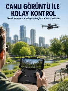 Havadan Çekim İçin Çift Kameralı Kompakt ve Kolay Taşınabilir Drone