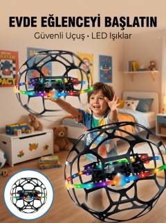 El Hareketi Kontrollü Futbol Topu Tasarımlı Drone LED Işıklı